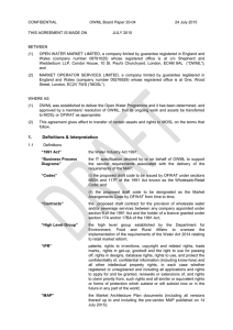 Transfer agreement OWML to MOSL