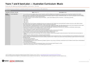 Years 7 and 8 band plan * Australian Curriculum: Music: Overview