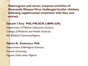 Haemogram and serum enzymes activities of