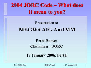 differences between 1999 and 2004 JORC Codes