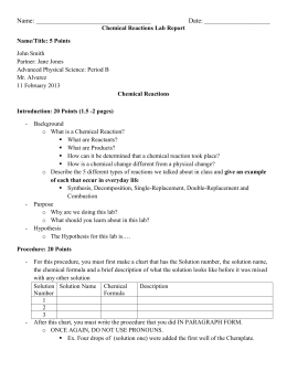 Chemistry lab report rubric