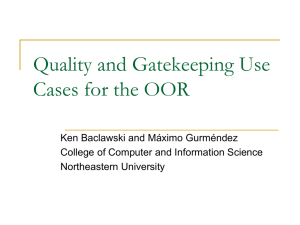 Quality and Gatekeeping Use Cases for OOR