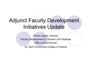 Adjunct Faculty Development Initiatives Update