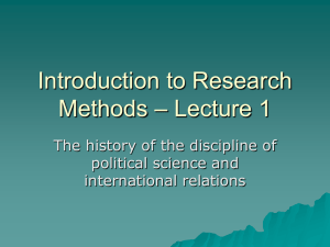 Introduction to Research Methods – Lecture 1