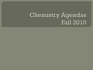 Chemistry Agendas Fall 2010