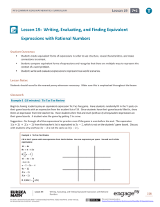 Lesson 19: Writing, Evaluating, and Finding Equivalent