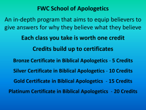 Slide 1 - FWC Apologetic Ministries