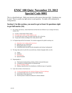 ENSC 100 Quiz: November 23, 2012 Special Code 0001