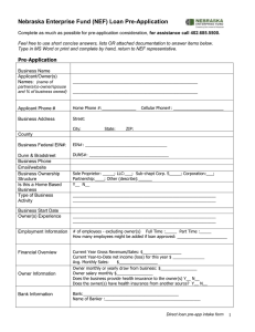 Nebraska Enterprise Fund Evergreen Loan Application Form