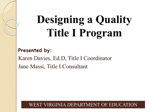 Designing a Quality Schoolwide Title I Program