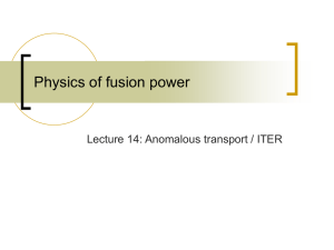 Lecture 14 : Transport / ITER