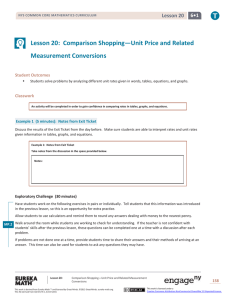 Lesson 20: Comparison Shopping—Unit Price and