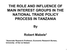 THE ROLE AND INFLUENCE OF MAIN INTEREST GROUPS IN