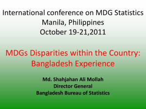 MDG disparities within the country (Bangladesh)