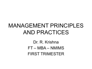 MANAGEMENT PRINCIPLES AND PRACTICES