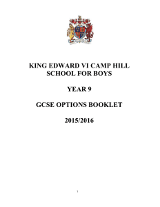 GCSE Options Booklet - King Edward VI Camp Hill School for Boys