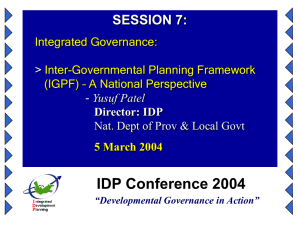 A Protocol on Intergovernmental Planning