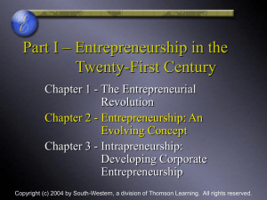 Part I – Entrepreneurship in the Twenty