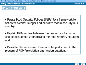 Food Security Policies – Formulation and Implementation Policy