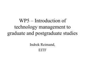 WP5 – Introduction of technology management to graduate and