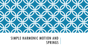 Simple Harmonic Motion and Springs
