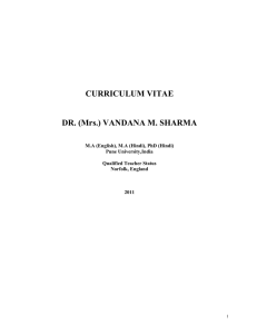 Click Here to Full CV of Vandana M Sharma