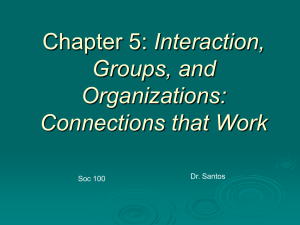 Chapter 5: Interaction, Groups, and Organizations: Connections that