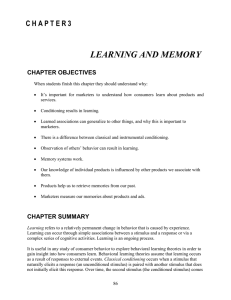 Chapter 3 * Learning and Memory