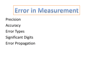 Precision, Accuracy, and Error in Measurement
