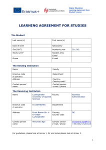 Erasmus learning agreement
