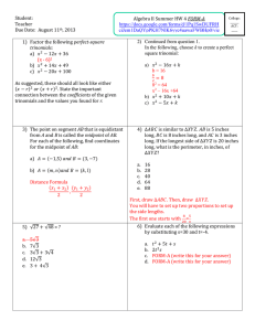 Algebra II Summer HW 4 FORM-A