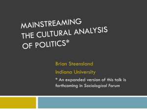 Mainstreaming cultural analysis in the study of politics