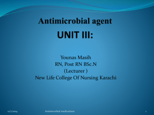 Antimicrobial agent year 1