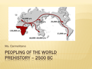 The Peopling of the World Prehistory * 2500 BC