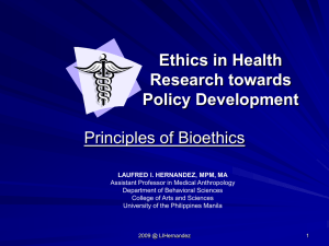 Ethics in Health Research - College of Arts and Sciences