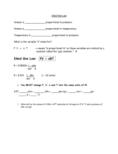 PV = nRT Ideal Gas Law