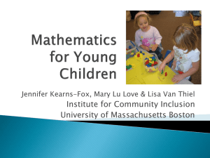 Mathematics for Young Children - Institute for Community Inclusion