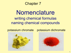 Nomenclature writing chemical formulas naming