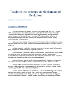 Teaching the concept of: Mechanism of Evolution