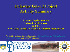 Delaware GK-12 Project Activity Summary