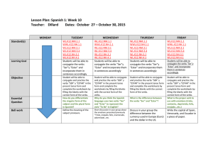 Lesson Plan: Spanish 1: Week 10 Teacher: Dillard Dates: October 27