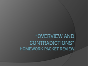 Overview and Contradicitions Homework packet review