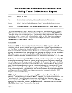 EBP Policy Team Annual Report to the Commissioner 2009