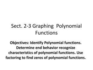 Sect. 2-3 Graphing Polynomial Functions