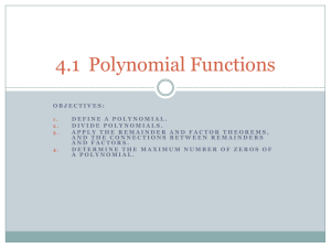 4.1 Polynomial Functions