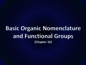 Basic Organic Nomenclature and Functional Groups
