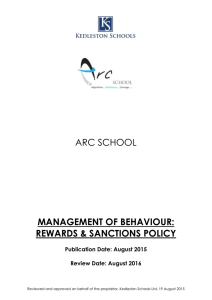 Management of Behaviour: Rewards and Sanctions Policy