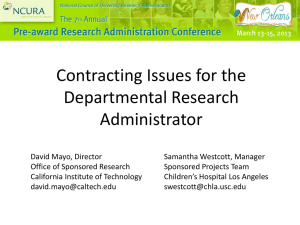 Contracting Issues for the Departmental Research Administrator