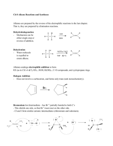 Chapter 8 Alkene Reactions