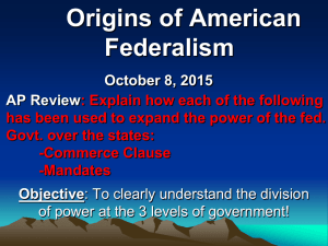 Origins of American Federalism Notes